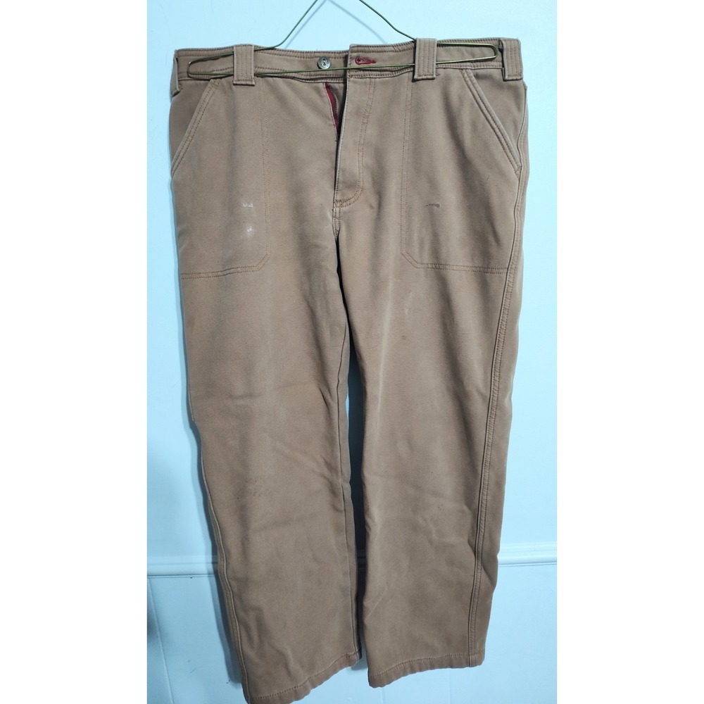 Coleman Mens Bundle Insulated Lined Canvas Utility Work Pants Brown 34x30
